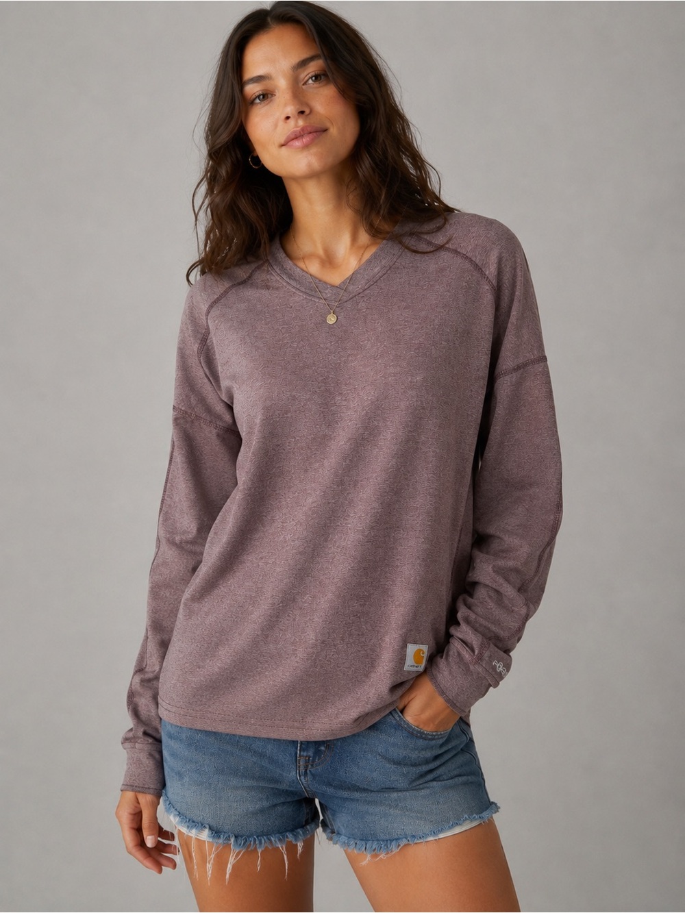 Carhartt Force Women’s L Purple Heather Long Sleeve Performance Shirt Workwear